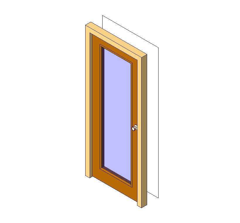 Wooden door with full glass panel 1 full glass door