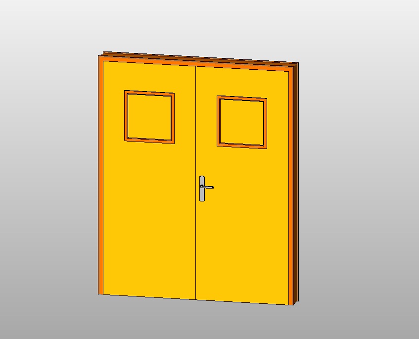 Double door with modern square windows 1 Double door with modern square windows