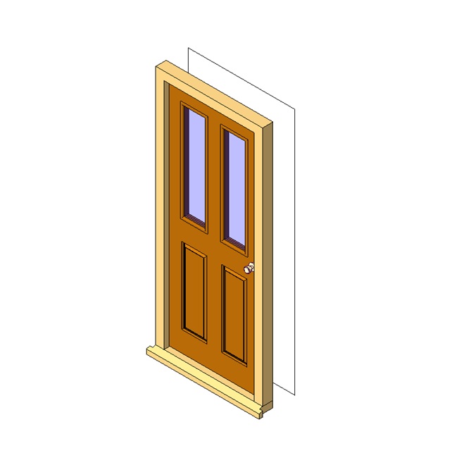 wooden entry door with glazed panels