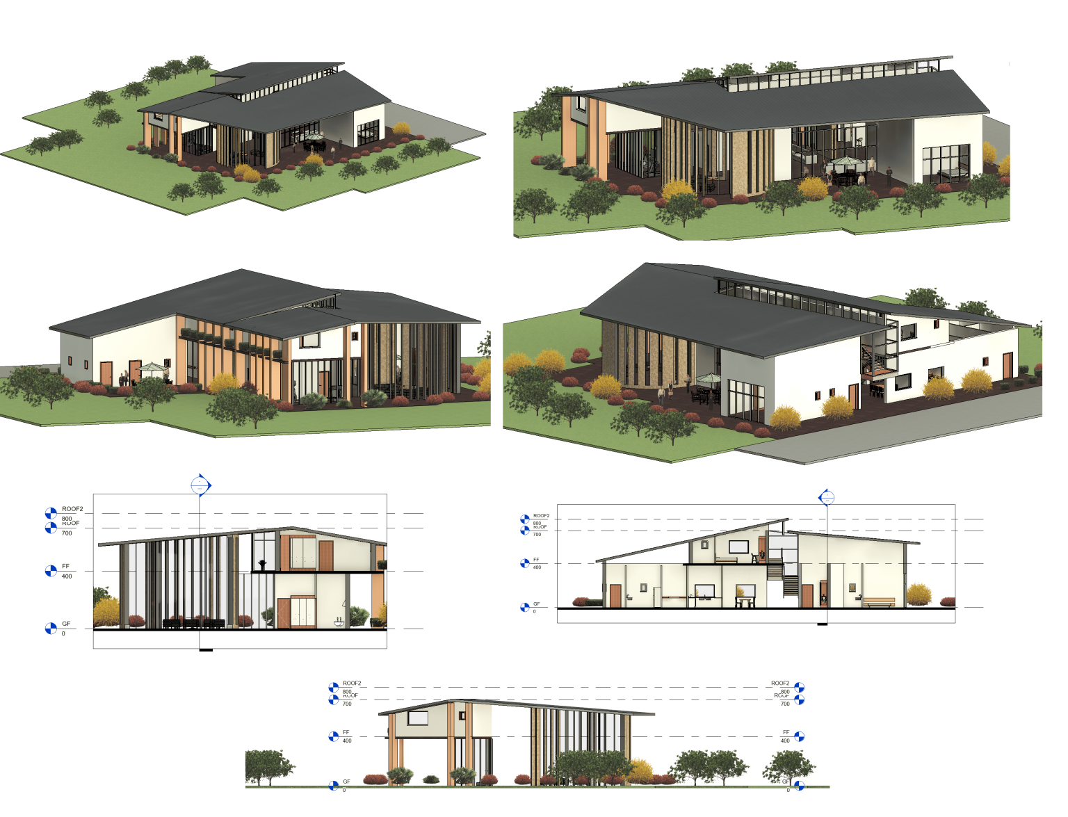 Row House Rvt File Modern Residential House With Open Floor Plan In Revit | Free Download ...