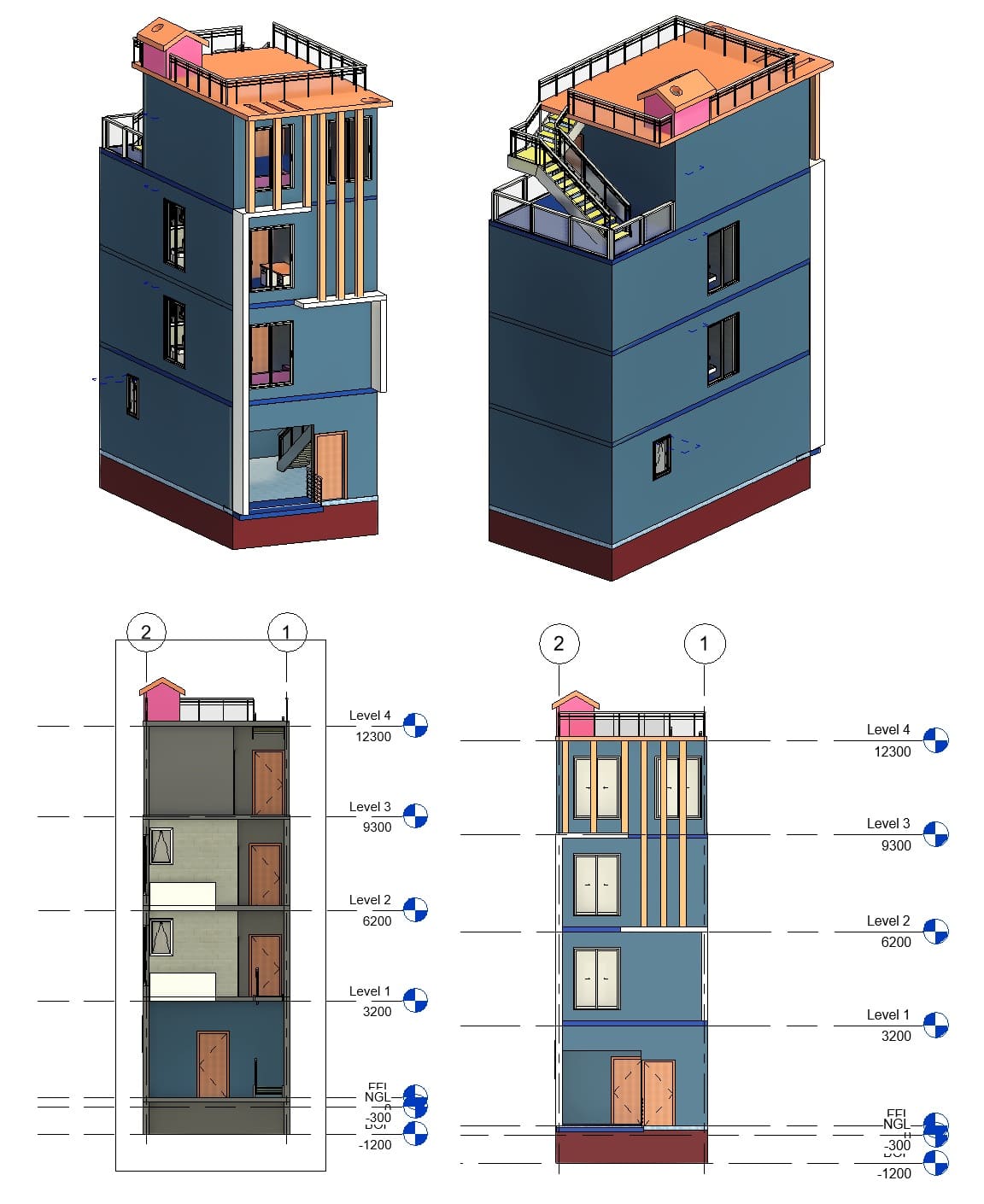 Narrow Urban Villa G+3