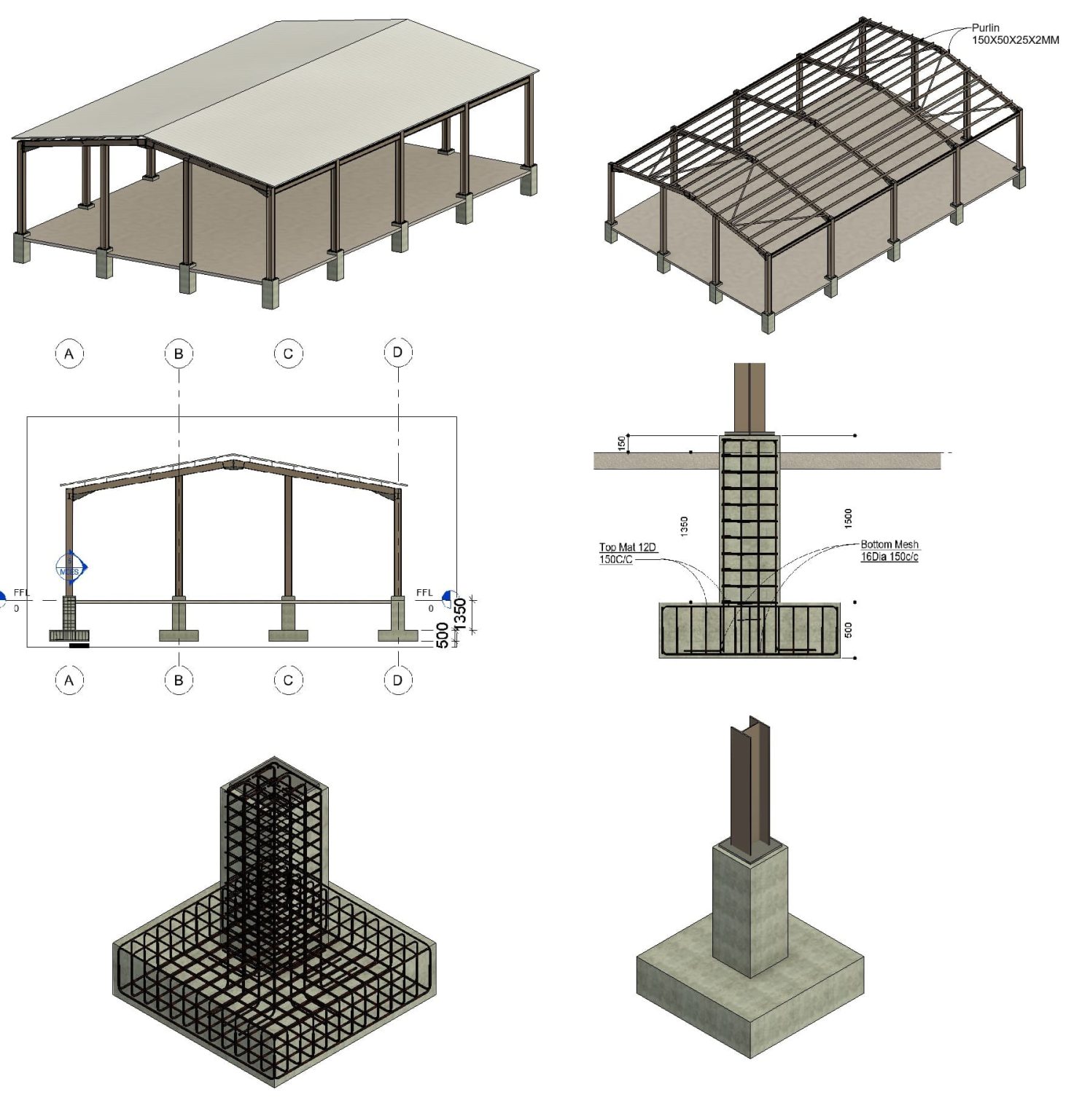 Steel Rhs Post PEB Structures WareHouse In Revit | Free Download! (15.74 MB) | Library ...