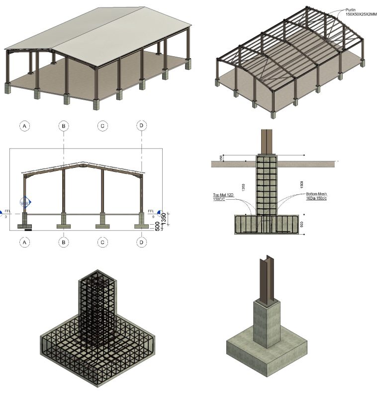 Steel Rhs Post PEB Structures WareHouse In Revit | Free Download! (15.74 MB) | Library ...