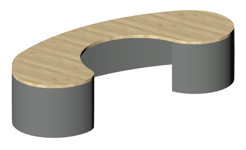 Curved Kidney-Shaped Desk/Table