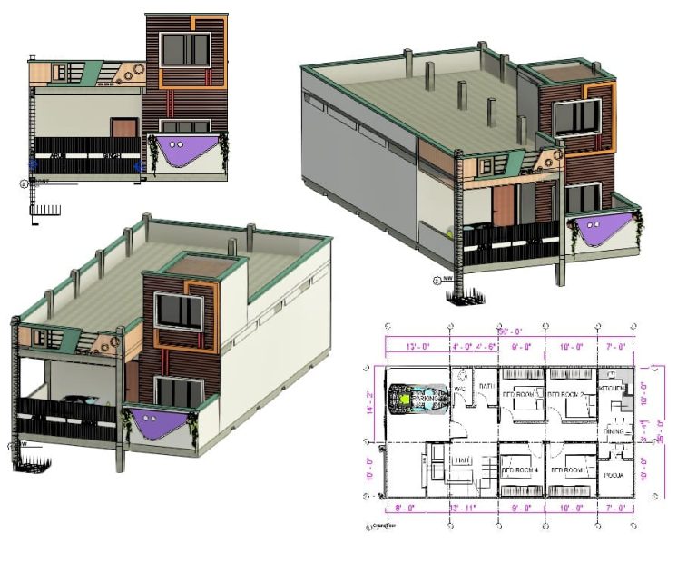Row House Rvt File Single-Floor 2BHK Villa In Revit | Free Download! (69.58 MB) | Library ...
