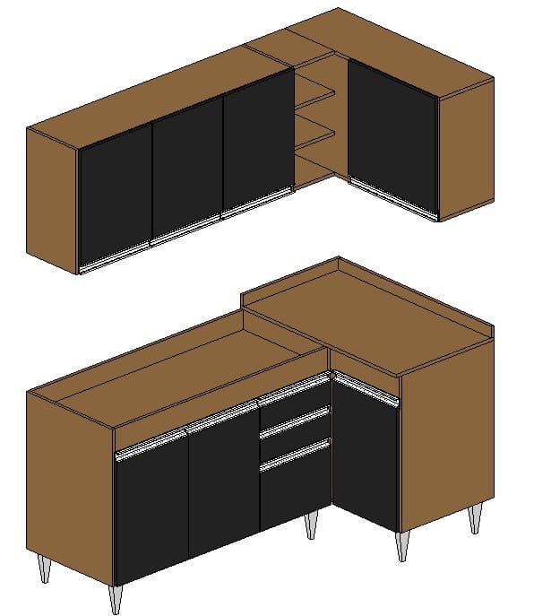 Contemporary L-Shaped Kitchen Cabinet Set 1 Contemporary L-Shaped Kitchen Cabinet Set
