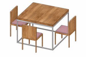 4-Seat Dining Table Set, Parametric 7 4-Seat Dining Table Set