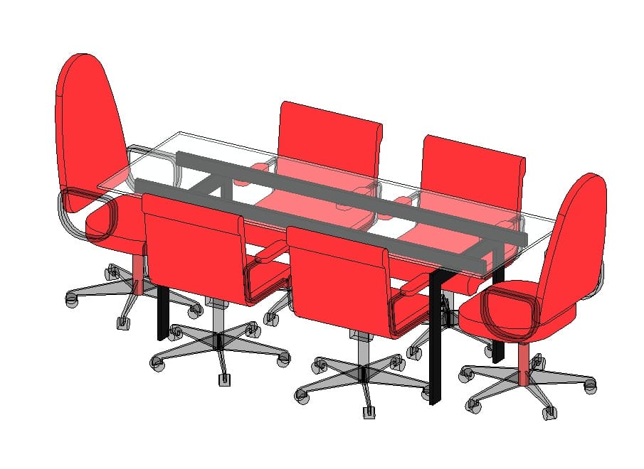 Glass Conference Table with Office Chairs