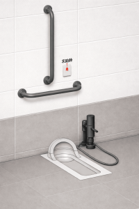 Squat Toilet with Grab Bars 2 Squat Toilet with Grab Bars