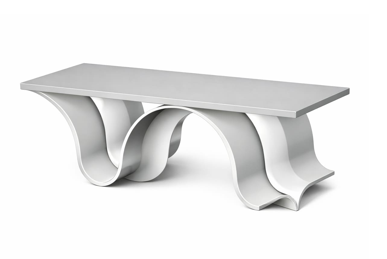 Sculptural coffee table with curved base