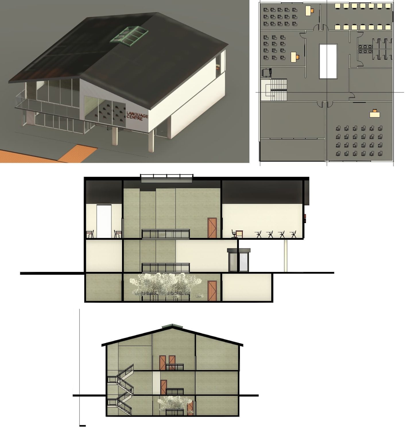 School Layout Rvt Language Center Building In Revit | Free Download! (77.43 MB) | Library ...