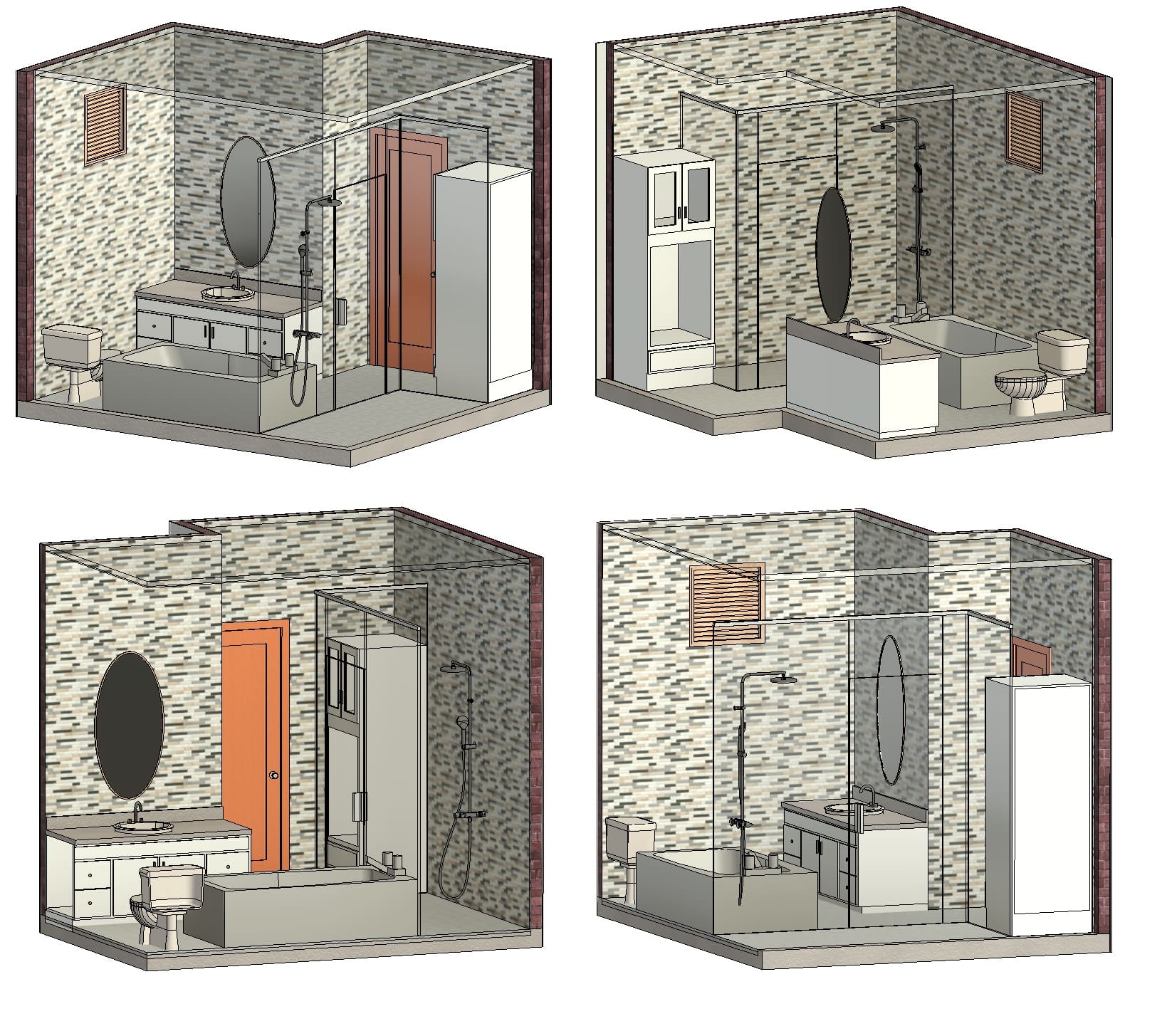 Modular Bathroom Set with Shower
