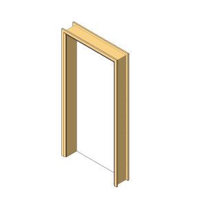 Door frame with simple wooden casing