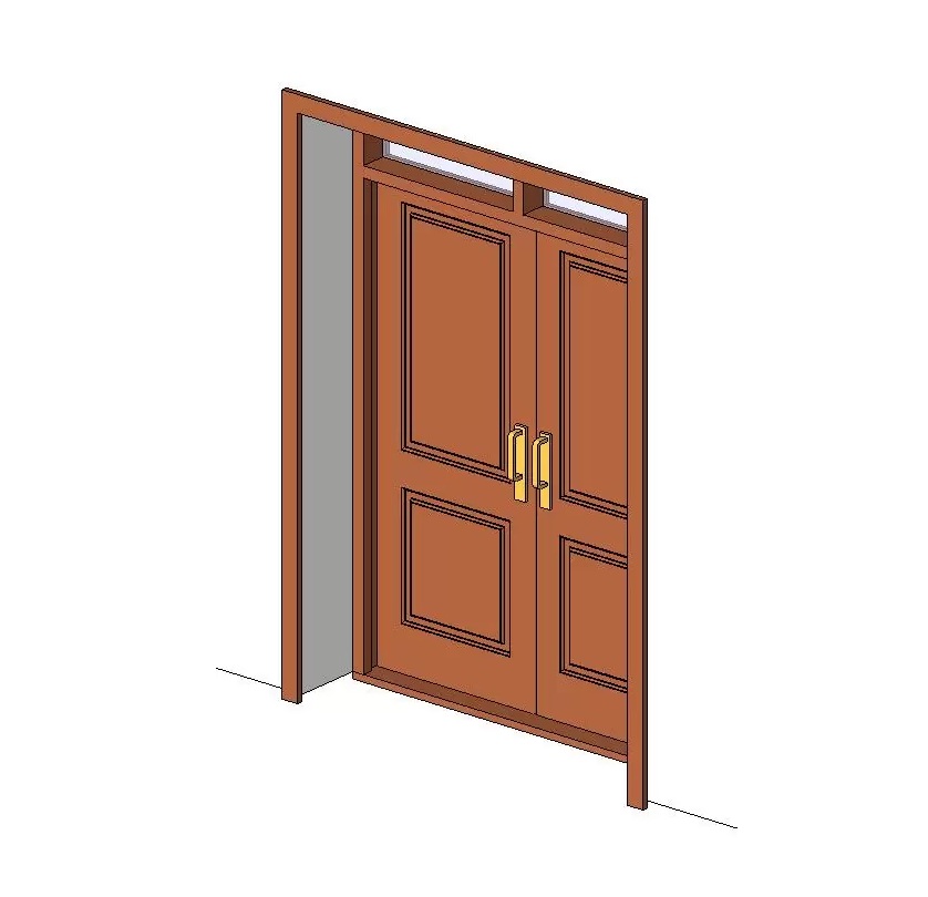 Double door with elegant transom window 1 Double door with elegant transom window