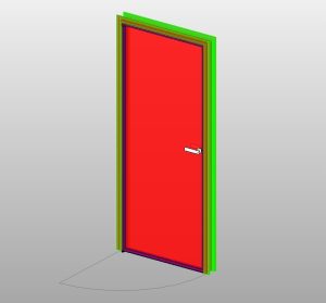 Flush door with modern red panel