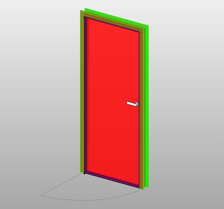 Flush door with modern red panel 1 Flush door with modern red panel