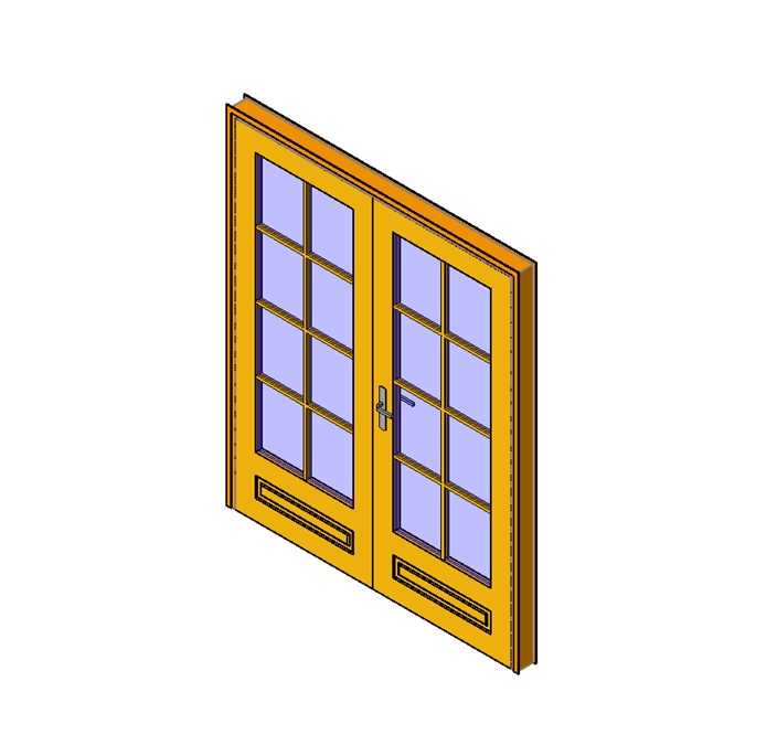 French double door with 16 detailed panes