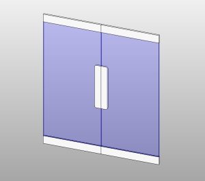 Glass sliding door with 2 modern panels