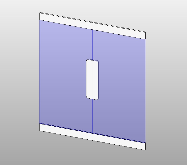 Glass sliding door with 2 modern panels