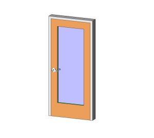 Interior door with modern glass panel