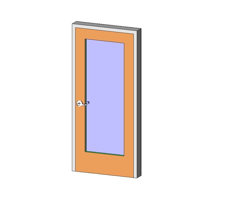 Interior door with modern glass panel