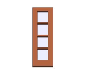 Single leaf door with 4 modern glass panels