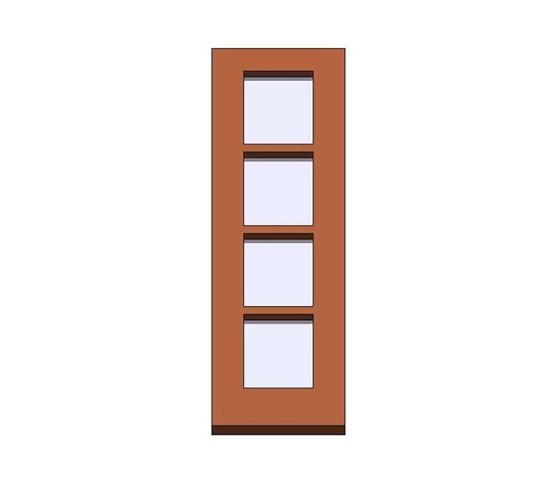 Single leaf door with 4 modern glass panels