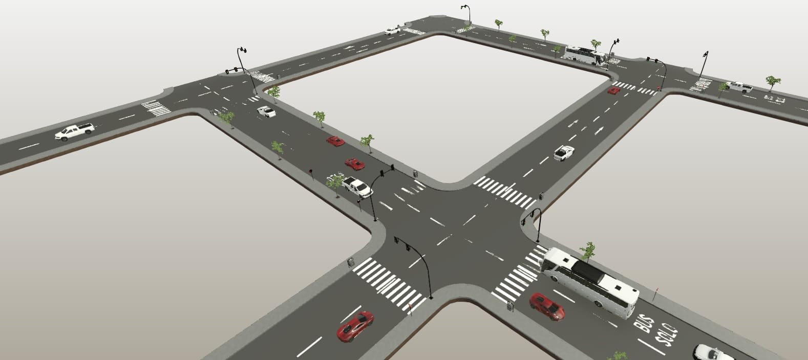 Road intersection 4-way detailed layout 1 Road intersection 4-way detailed layout