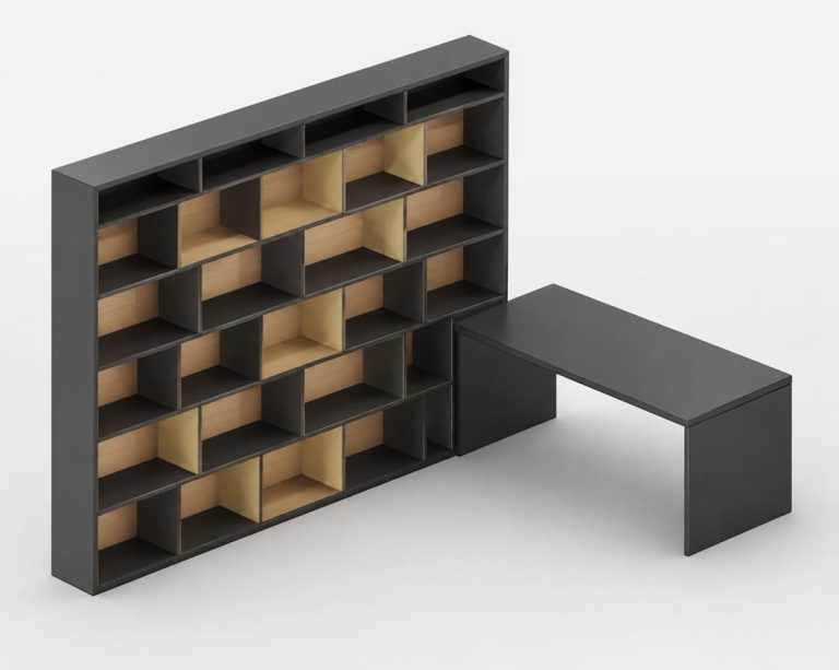 Stand Rvt Bookshelf With Integrated Desk Modern In Revit | Free Download! (1.50 ...