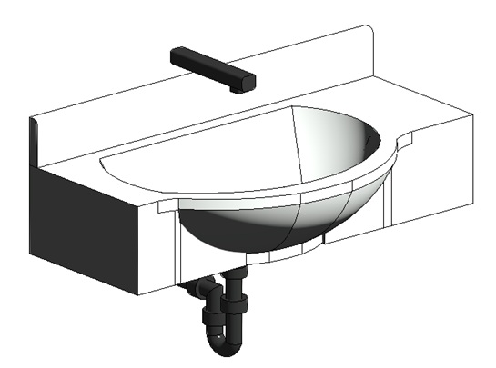 Sink wall-mounted semi-recessed modern
