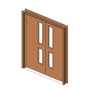 Double door with four vertical windows 18 double door
