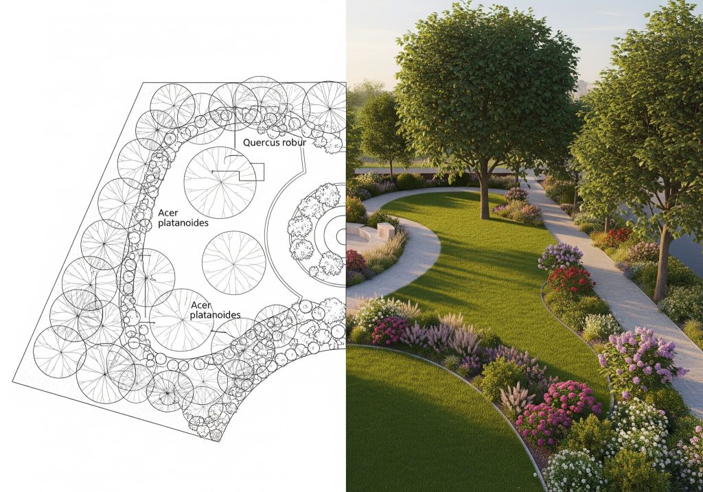 2D documentation versus 3D visualization of Revit vegetation families