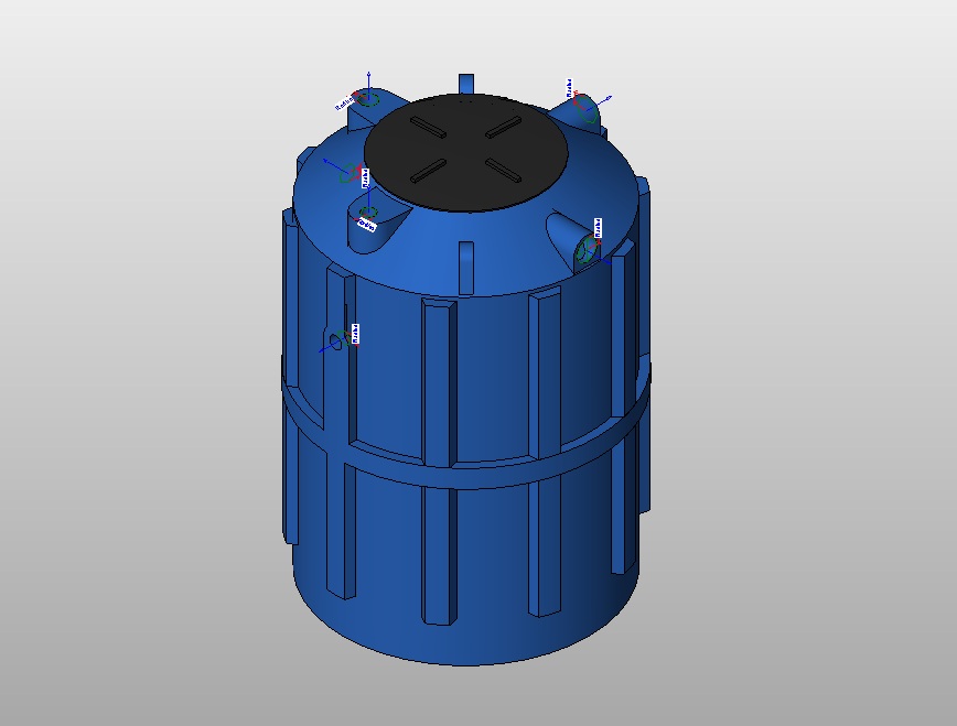 Biodigester tank 1500 L with detailed lid