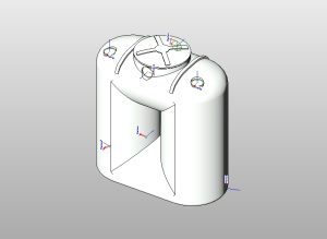Slim water tank with detailed lid