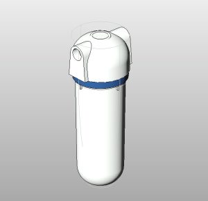 Water tank filter with detailed housing