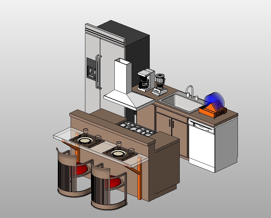 kitchen with island Revit family