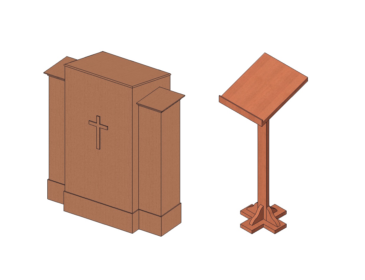 Church altar and lectern detailed set 1 Church altar and lectern detailed set