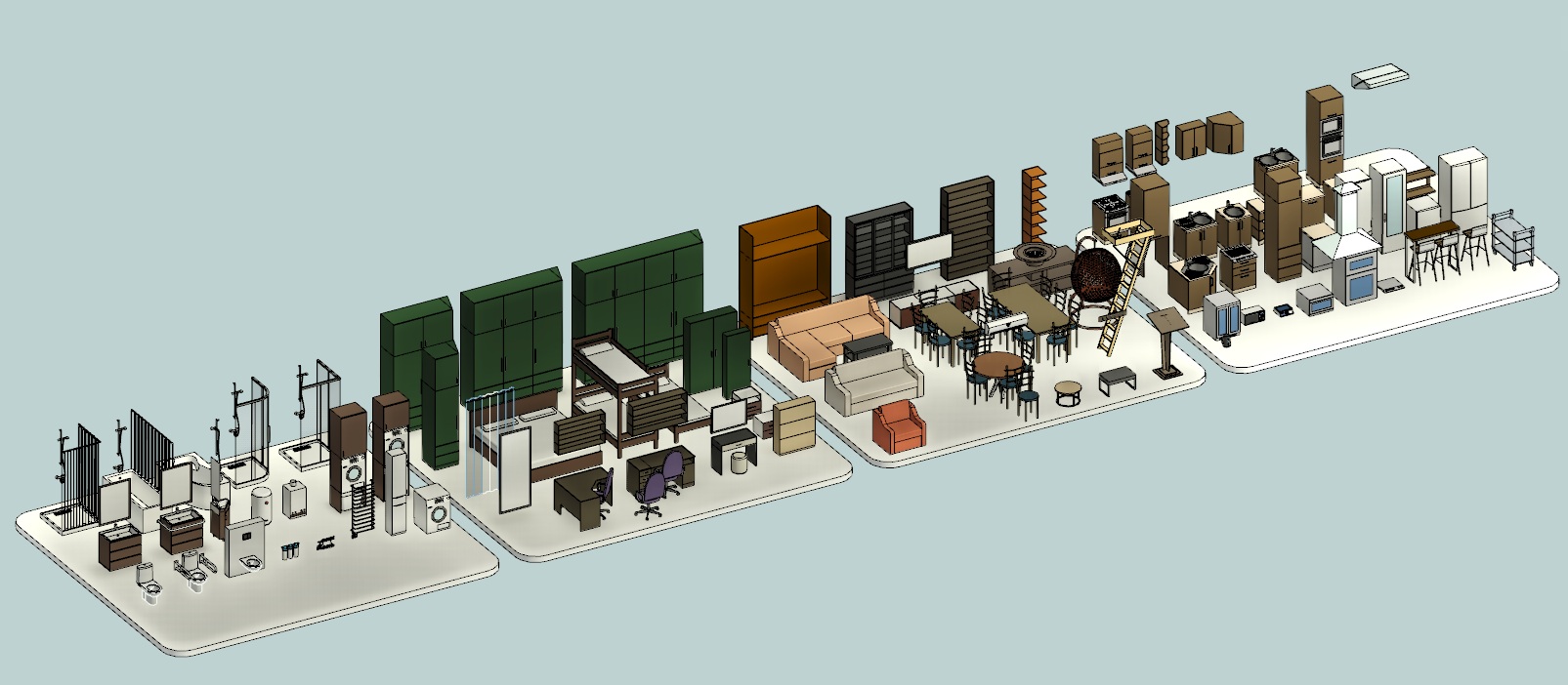 Furniture collection with 94 parametric items 1 Furniture collection with 94 parametric items