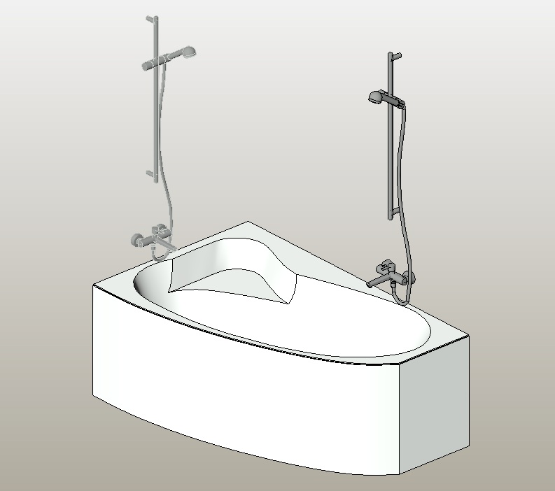 Corner bathtub with shower set 1 corner bathtub Revit family