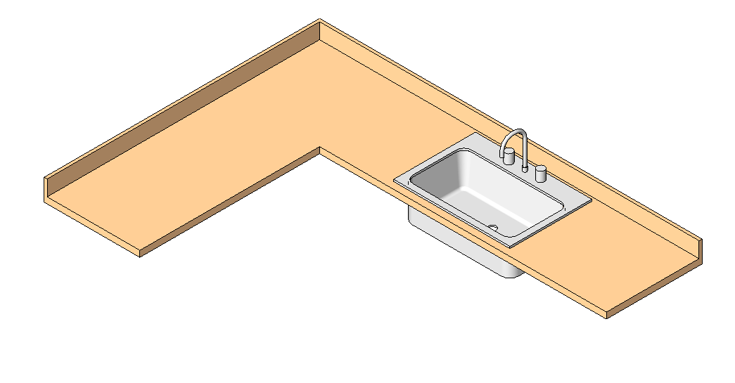 L-Shaped Wooden Kitchen Countertop with Integrated Sink