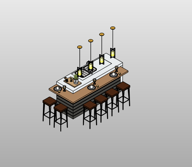 Kitchen Island with Seating and Lighting