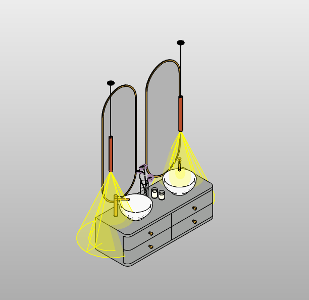 Modern Double Vanity with Lighting