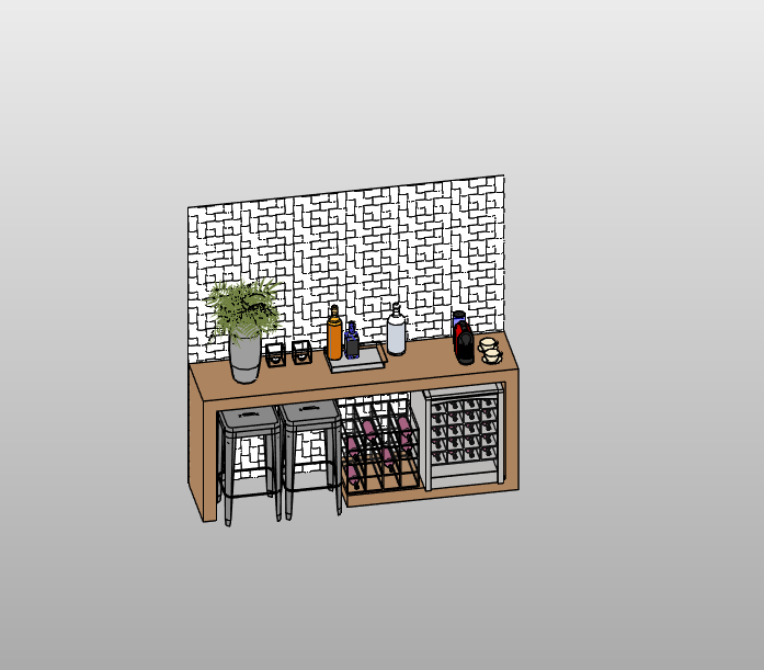 Home Bar with Stools and Wine Storage