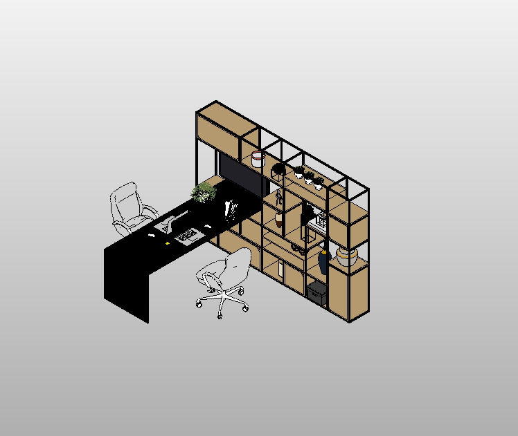 Dual Workspace with Storage Shelves