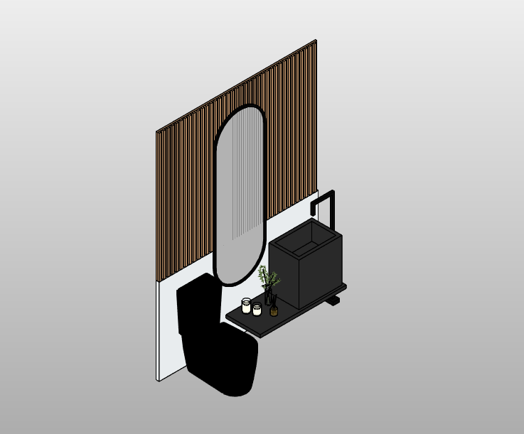 Minimalist Vanity Setup with Vertical Slat Wall
