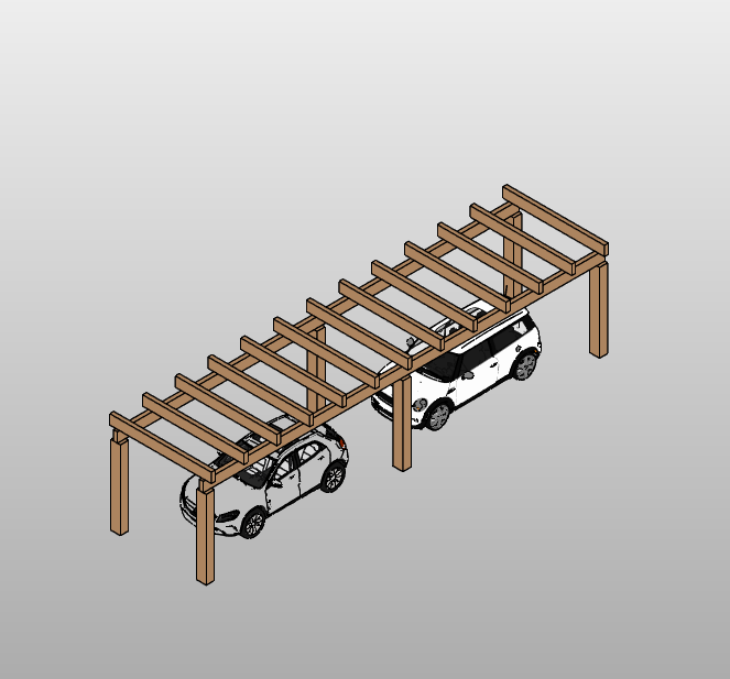 Wooden Carport with Pergola Design