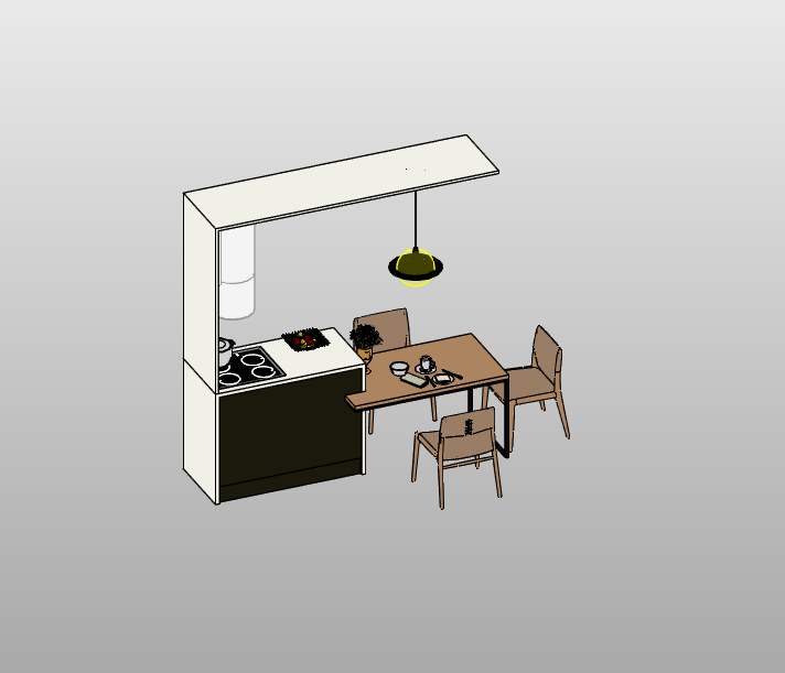 Open Kitchen with Dining Table