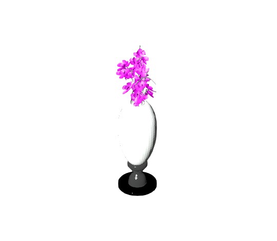 White Vase with Purple Flowers