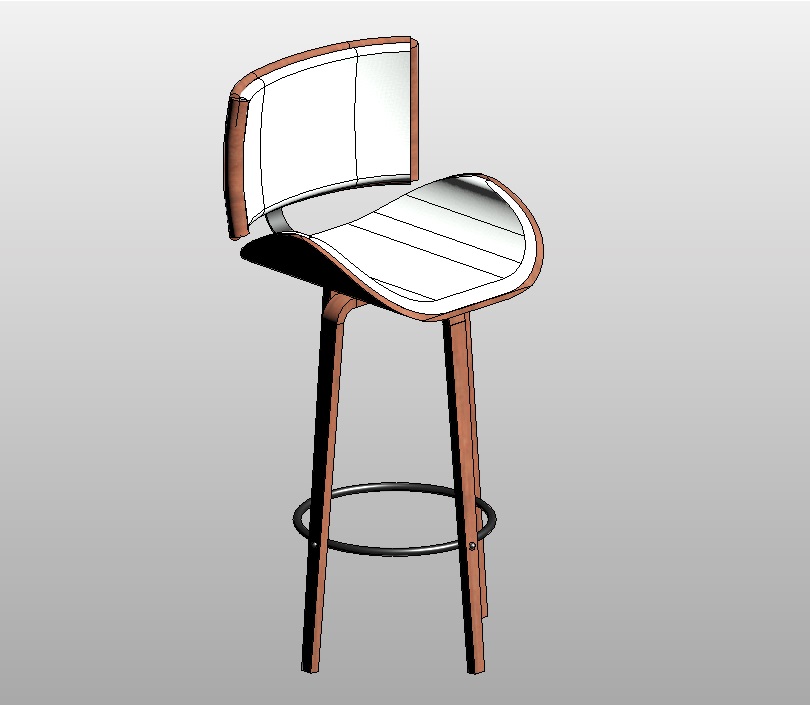 Modern Bar Stool with Curved Backrest