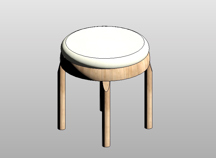 Round Wooden Stool with Cushioned Seat